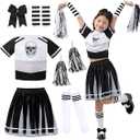 Skeleton Cheerleader Costume for Girls - Scary Bad Spirit Halloween Outfit - Dead Cheer Skull Scary Outfit. Size 6-10