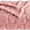 Heart Checkered Throw Blankets, for Love Mother Friends Pets,280 GSM Super Soft Warm Lightweight Fluffy Bed Blanket for Women Anniversaries(Pink,60"x80")
