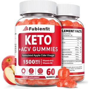 Apple Cider Vinegar Gummies with Mother  ACV Gummies with B Vitamins, Pomegranate & Beet Root  Daily Wellness & Digestive Balance  Vegan, Sugar-Free Supplement, 60 Ct