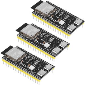 3pcs Pre-Soldered ESP32-S3-DevKitC-1-N8R2 Development Board Integrated 2.4GHz WiFi Bluetooth 5.0 ESP32-S3-WROOM-1 Microcontroller Processor Dual Type C Interface for Arduino