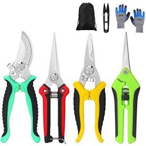 5‑Piece Garden Pruning Shears Set with Gloves & Storage Bag – Stainless Steel Trimming Scissors for Flowers, Herbs & Small Branches – Ergonomic Gardening Tools Kit (Multi-color) 5 Pcs
