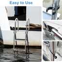 Amarine Made Dock Ladder, 4 Step Pontoon Boat Ladders, Stainless Steel Telescoping Boat Ladder, Marine Folding Ladder with Handrails, Dock Steps for Boats, Load Capacity-440lb