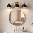 Tribesigns 3 Light Bathroom Vanity Light, 24" Black and Gold Bathroom Light Fixtures with Metal Shade, Modern Vanity Lighting Fixtures Over Mirror