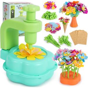 Flower Craft Kits for Kids, Arts and Crafts Activity Toys Set for Girls Ages 4-10, Birthday Gifts for 4 5 6 7 8 9 Year Old Girls, DIY Flower Making Kit for Kids, Creative Toys Gifts for Preschool