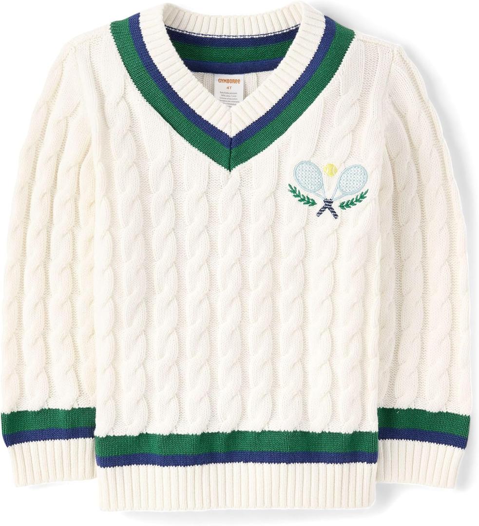 Gymboree, Boys, and Toddler Long Sleeve V-Neck Pullover Sweater, H/ T Grey Club, 3 Years