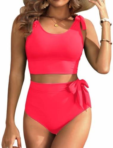 Two Piece High Waisted Swimsuits - Women Tummy Control Bikini Modest Bathing Suit 2PC 2025 Medium