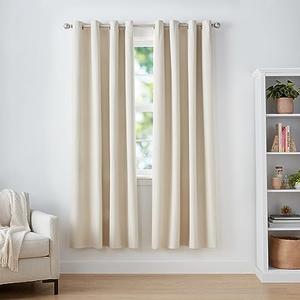 Amazon Basics Room Darkening Blackout Window Curtains 2 Panels with Grommets, for Living Room and Bedroom, 52 x 84 inches, Beige