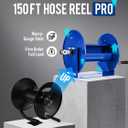 MEKOH Pressure Washer Hose Reel 150FTx3/8”, 300FTx1/4” Manual Power Washer Hose Reel with M22 14mm Fitting,4500PSI Heavy Duty Hose Reel for Water,High Pressure Metal Reel with Wall/Van/Trailer Mount