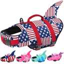 Malier Dog Life Jacket, Ripstop Dog Life Vest with High Buoyancy for Swimming Boating, High Visibility Shark Puupy Lifesaver for Small Medium Large Dogs (Plaid, Medium)