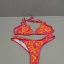 SUUKSESS Women Cheeky Thong String 2 Piece Bikini Sets Sexy High Waist Swimsuit (Medium, 79 Pink Yellow Floral)