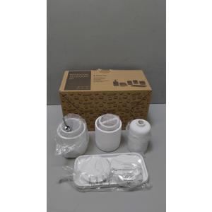 ZCCZ - White Bathroom Accessories Set 6 Pcs - Toothbrush Holder, Lotion Soap Dispenser, 2 Qtip Holder Dispenser, Vanity Tray, Bathroom Tumbler - Decorative Countertop Vanity Organizer