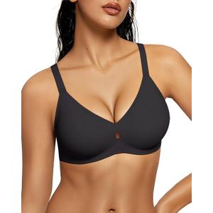 LetsJoli Wireless Bras for Women No Underwire Jelly Bras Seamless Push Up Full Coverage Bralettes Comfortable Everyday Bra, (Black L)