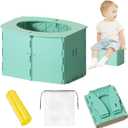 Travel Potty for Toddler, Portable and Foldable Toilet, Apply to Seat Emergency Toilet for Car, Camping, Outdoor, Indoor ，Can be placed in a backpack (Blue)