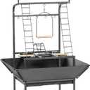 Prevue Pet Products Small Parrot Playstand with Wheels, Bird Stand Activity Play Center with Perches and Ladders, Indoor Outdoor Playground for Birds with Swing, Black Hammertone Finish