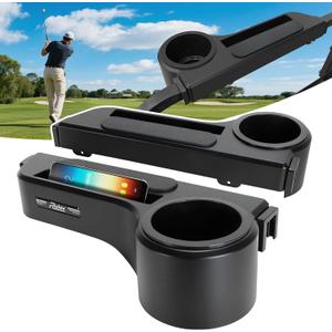 Roykaw Golf Cart Armrest No Drilling Rear Seat Arm Rest, Universal Compatible with EZGO Club Car Yamaha Square Frame Model, with Cup Holder & Phone Holder, Easy to Store & Waterproof (Black)