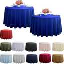 2-Pack Round 90-inch Royal Blue Table Cloths, Solid Stain and Wrinkle Resistant Circular Tablecloth, Premium Plain Weave Polyester Fabric Table Linen Covers for Hotel, Banquet