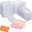 150 Pack Wax Melt Clamshells Molds, 6-Cavity Clear Empty Plastic Cubes Wax Melt Container for DIY Wax Melt Candles Wickless Tarts Candles (Square)