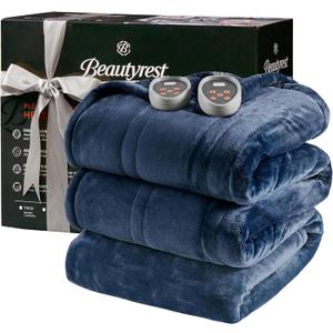 Beautyrest Heated Blanket, Electric Blanket, Soft, Warm, Reversible Plush - Sherpa Heating Blanket with 20 Heat Settings, 1-10 hrs Timer Auto Shut Off, Machine Washable, King (90 inx100 in), Indigo
