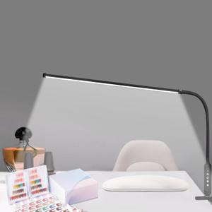 CGBE Nail Light for Desk: 360 Adjustable Nail Lamp for Desk with 3 Color Modes 5 Brightness, 23.6-Inch Led Desk Lamp for Salon Manicurist Tattoo Crafts Sewing Work Reading Game - Black