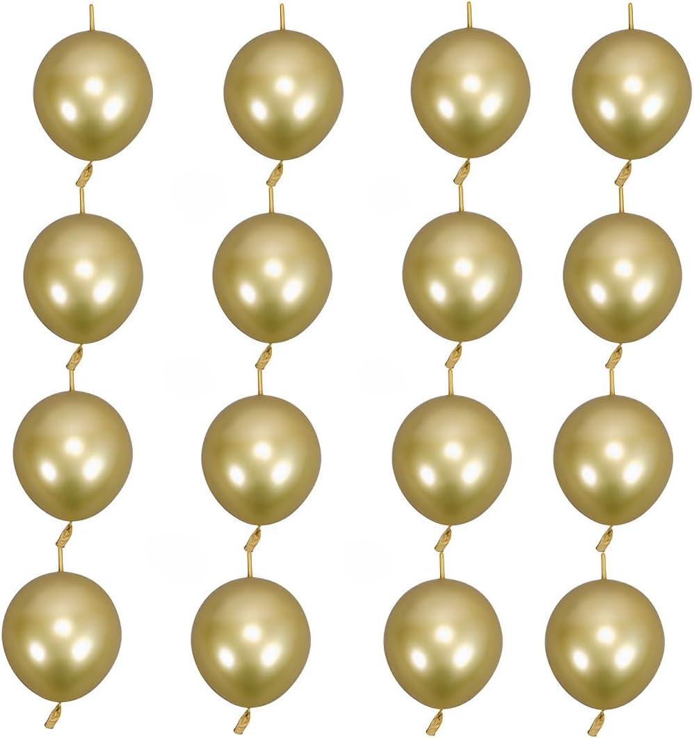 100 Pcs Metallic Link Balloon 6 Inch Quick Link Latex Balloonfor Wedding, Birthday, Bridal Shower, Halloween, Christmas, Party Festival Decorations (Gold, 6 inch)