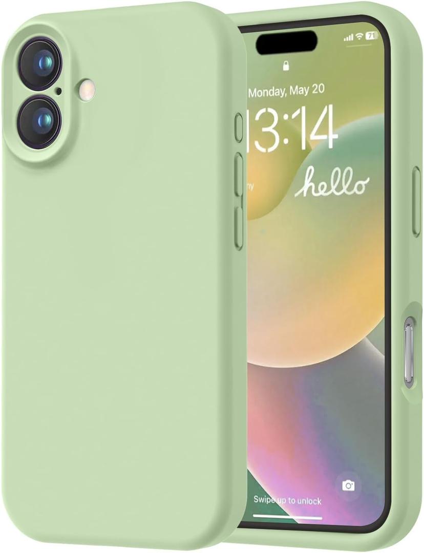 LOVE 3000 Designed for iPhone 16 Case, Premium Silicone with [Soft Anti-Scratch Microfiber Lining] Shockproof Protective Phone Case for Men Women Girls 6.1", Matcha