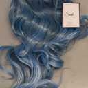 Blue Wig for Women Long Curly Wavy Pastel Blue Wig Side Part Synthetic Halloween Cosplay Wig