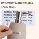 Clasin Home Sandstone Textured Resin Soap Dispenser with Metallic Pump and Waterproof Bottle Labels for Bathroom Kitchen Dish Hand Wash Shower Lotion Shampoo, 12 Oz, Beige