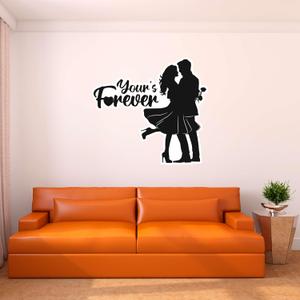 Wall Decal Your's Forever Beautiful Love Wall Sticker Your's Forever Cute Text Lettering Removable - Size: 30 in(W) x 27 in(H) (Black)
