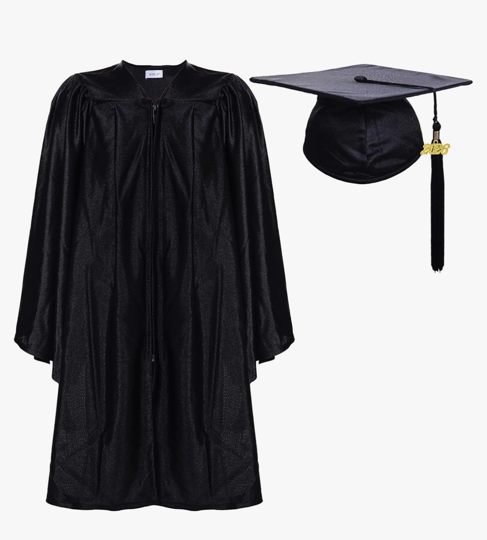 Newrara Unisex Shiny Kindergarten Graduation Gown Cap with Tassel Size 30