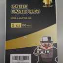 JOLLY CHEF 5 oz 100 Pack Small Glitter Disposable Cups, Glitter Plastic Cups, Disposable Plastic Shot Glasses Perfect for Parties Halloween Thanksgiving Christmas