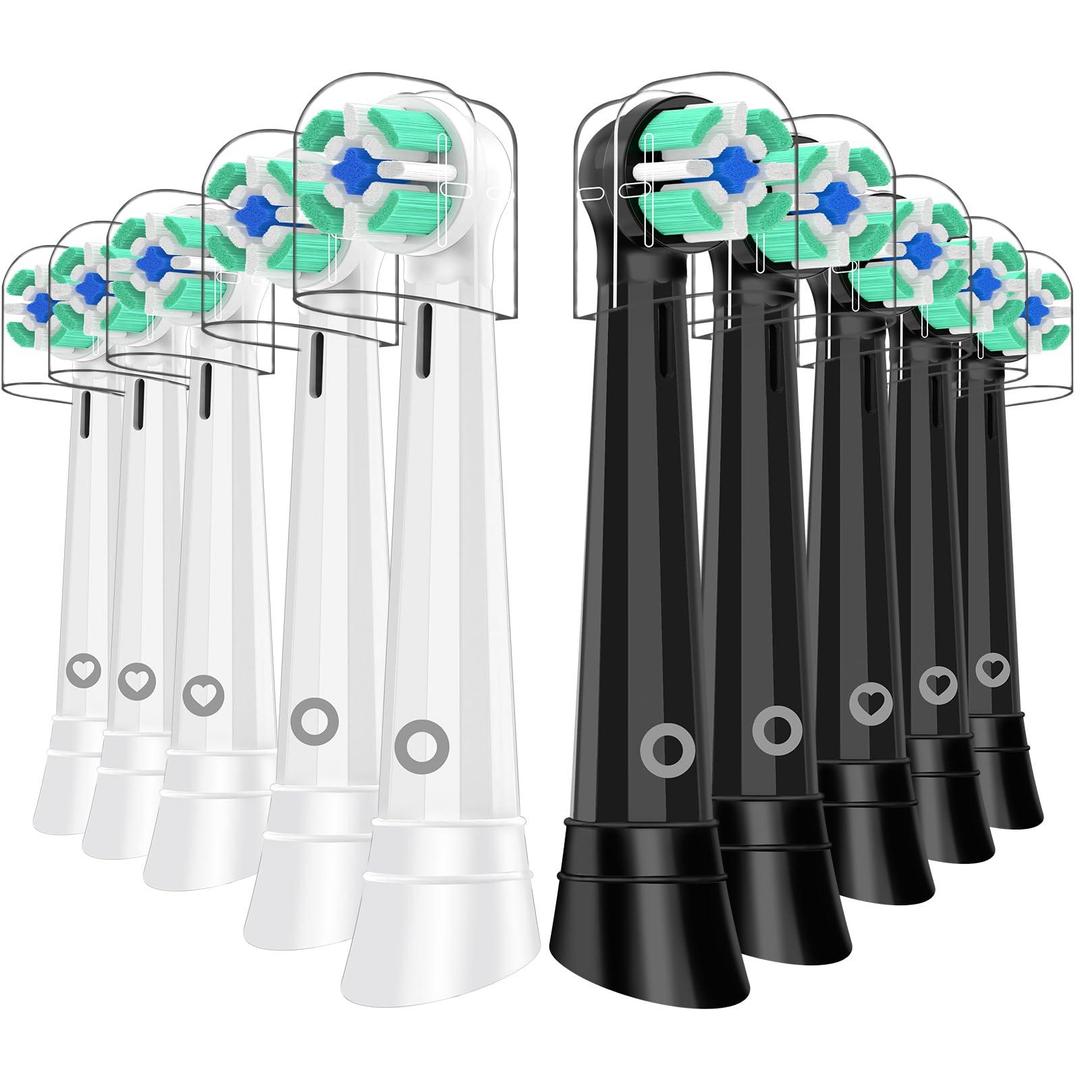 10 Pcs Replacement Toothbrush Heads Compatible with Oral B iO Brush Heads Compatible with Oral B iO 3/4/5/6/7/8/9/10 Series Electric Toothbrushes(Black/White) 1 Count (Pack of 10) Black White