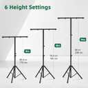 Dj Light Stand T Bar Metal Stage Stand for Par Lights Tripod Light Stand with Crossbar Mount, with a Carry Bag, Set of 2