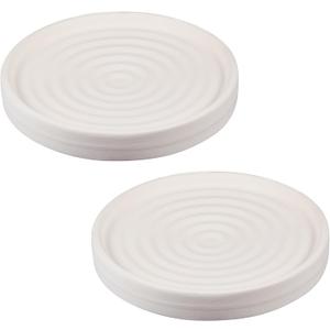 Thenshop 2 Pcs Diatomite Round Soap Dish Stones Holder, Quick Dry Circular Soap Bar Tray Diatomaceous Absorbent Water Bathroom for Hand, Sponge Organizer, Beige White