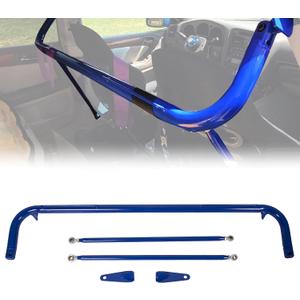 ECOTRIC Universal 49" Iron Racing Safety Chassis Seat Belt Harness Rod Bar Compatible With Ford Mitsubishi Honda And More Car, Works With All 4 Point, 5 Point, 6 Point Harness Seat Belt Roll Cage Kit , Blue 