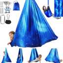 Sensory Swing for Kids Indoor & Outdoor Double Layer Therapy Cuddle Hammock Chair with 360 Swivel Hanger Kit Adjustable Swing for Child and Adult with Asperger's Autism ADHD (Star Blue)