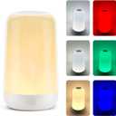 Frideko RGB Touch Bedside Lamp for Nightstand, 3 Color Temperatures Portable Rechargeable Cordless Night Light, Dimmable Mood Lighting for Bedroom, Living Room, Nursery, Breastfeeding, Kids, Adult (White)