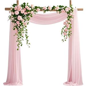 Wedding Arch Draping Fabric, 29" x 20ft Blush Sheer Curtains Wedding Decorations for Ceremony, 6.7 Yards Blush Chiffon Draping Fabric Backdrop