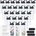 20 Oz Sublimation Tumbler Bulk Skinny Straight, 25 Pack Sublimation Water Bottles Blanks with Handle Straw Lid, Insulated Stainless Steel Tumbler Cup for Heat Transfer