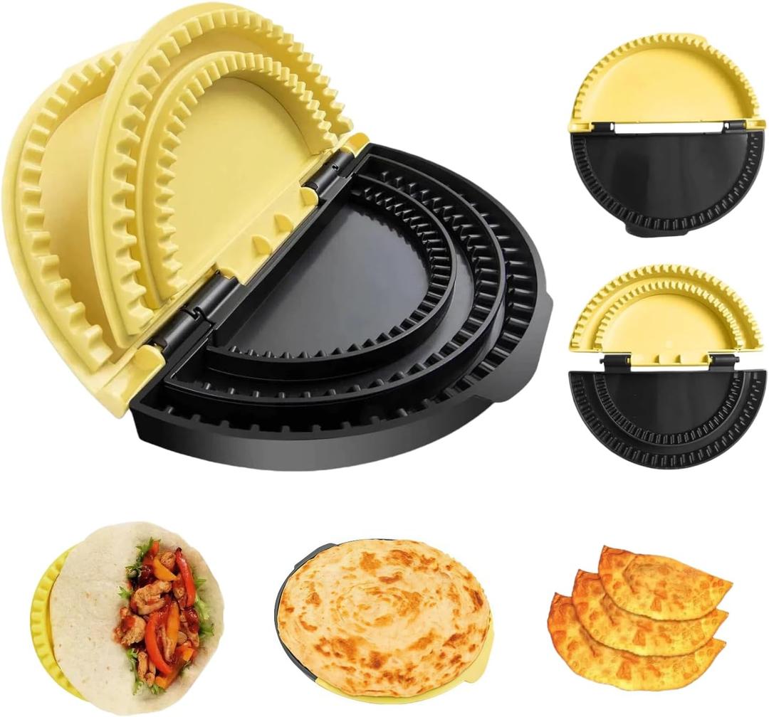 3-in-1 Tortilla Sealer and Crimper Press for 6, 8, 10 Inch Wraps | Makes Sealed Quesadillas, Burritos, Tacos, Empanadas & Calzones | BPA-Free & Dishwasher Safe