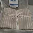 MooMee Striped Duvet Cover Set 100% Washed Cotton Linen Like Textured Breathable Durable Soft Comfy (Tannish Linen Grey White Wide Stripes, King 104"x90")