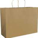 FACEBAG 100Pcs Brown Paper Bags with Handles Bulk, 16x6x12 Inches, Large-sized Kraft Paper Shopping Bags & Gift Bags for Party Favors Grocery Shopping & Retail Reusable & Durable