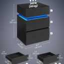 VASAGLE Nightstands with LED Lights, Set of 2, Adjustable Light Colors, Bedside Tables, Side Tables with 3 Drawers, Modern Style, 13.8 x 15.7 x 21.7 Inches, Ebony Black ULET799T58