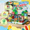 Magnetic Tiles - Road Set, City Race Track Travel Building Blocks with 2 Cars & Metal Box, Mini Magnet Tiles Outdoor Construction Toys for Boys, STEM Sensory Gifts for Toddlers 3-5 4-8 Years Old