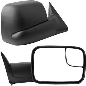 YITAMOTOR Towing Mirrors Compatible with 1994-1997 Dodge Ram 1500 2500 3500 Truck, Power Adjustable Glass with Support Bracket Flip-Up Tow Mirrors Black