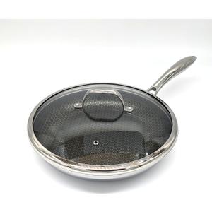 Cooksy 11 Inch Hexagon Surface Hybrid Stainless Steel Frying Pan with Lid