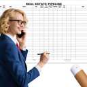 Large Dry Erase Real Estate Whiteboard Poster,36 By 24 Inch Erasable Real Estate Tracker Calendar For Tracking Transactions,Closing Goal,Real Estate Agent Pipeline White Board For Realtor Office
