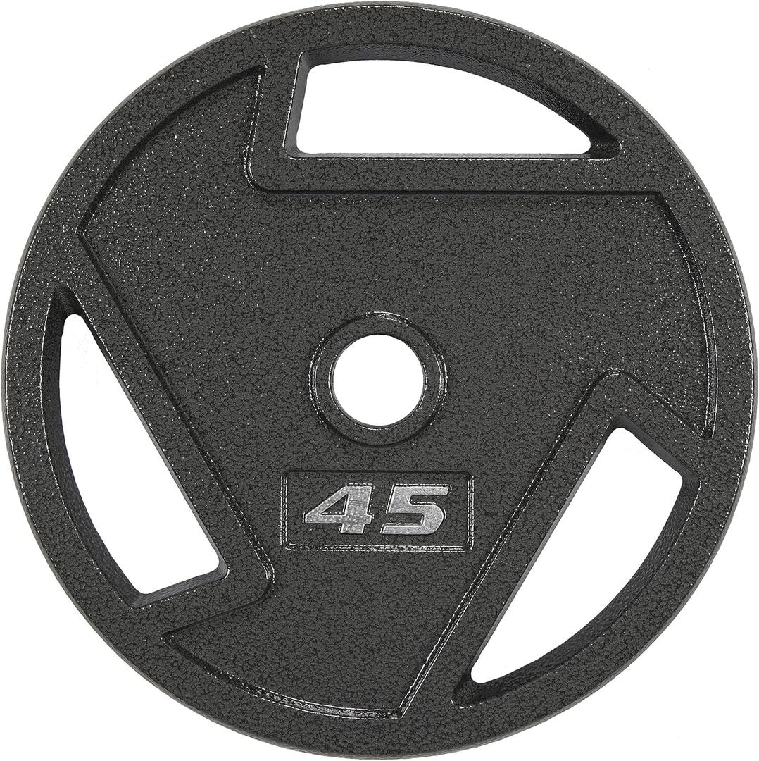 Signature Fitness Cast Iron Plate Weight Plate for Strength Training and Weightlifting, Olympic or Standard, Multiple Sizes (Black)