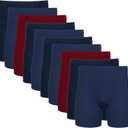 Gildan Men's Underwear Covered Waistband Boxer Briefs, Multipack (Large, Navy/Metro Blue/Cardinal Red)