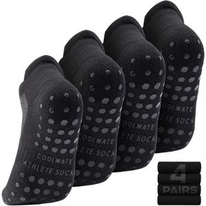 COOLMATE Mens Grip Socks Men Non Slip Non Slip Pilates Yoga Socks for Men with Grips, Gifts for Men, Small 