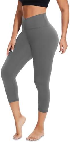 MOREFEEL V Cross Waist Capri Leggings for Women- Summer Workout Tummy Control Butt Lift Soft Sports Gym Yoga Pants Tights , size L MOREFEEL V Cross Waist Capri Leggings for Women- Summer Workout Tummy Control Butt Lift Soft Sports Gym Yoga Pants Tights , size L